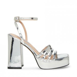 Women Steve Madden Disco Platforms Silver | 5027461-FZ