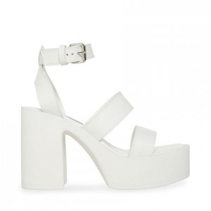 Women Steve Madden Dora Platforms White | 2673145-RI
