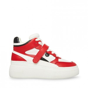 Women Steve Madden Drex High Top Platforms Red Multicolor | 5732918-LY
