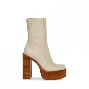 Women Steve Madden Dwane Platforms Beige | 8635791-PC
