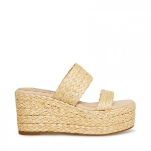 Women Steve Madden Jane Espadrille Wedge Platforms Beige | 7596830-BW