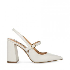 Women Steve Madden Maegan Sling Back Heels White | 3572608-QG