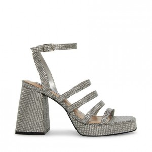 Women Steve Madden Marilyn Strappy Heels Silver | 9637021-VL