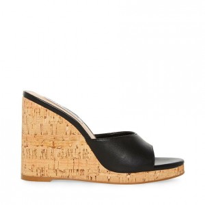 Women Steve Madden Marvelous Wedge Mule Platforms Black | 4816570-BA