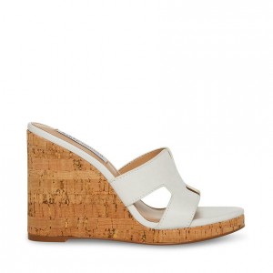 Women Steve Madden Mayson Wedge Platforms White | 5670391-IU