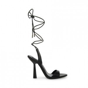 Women Steve Madden Michelle Leg Tie Heels Black | 7368142-HK