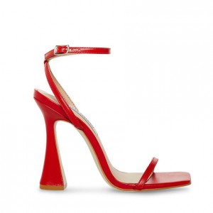 Women Steve Madden Midnight Square Toe Strappy Heels Red | 8201475-FK