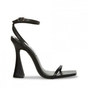 Women Steve Madden Midnight Square Toe Strappy Heels Black | 0756921-UY