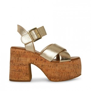 Women Steve Madden Palmer Platforms Gold | 2307968-OY