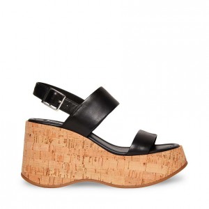 Women Steve Madden Pam Platforms Black | 6039521-JP