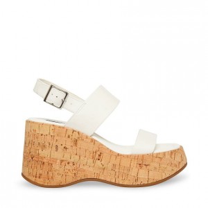 Women Steve Madden Pam Platforms White | 6319480-JW
