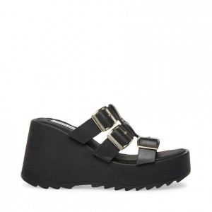 Women Steve Madden Pierce Wedge Platforms Black | 7938206-IA