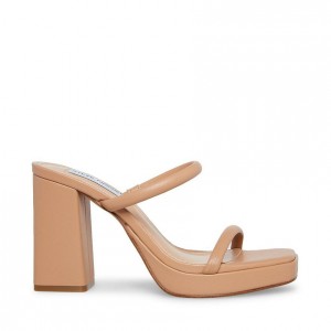 Women Steve Madden Polly Heels Beige | 0158497-FE