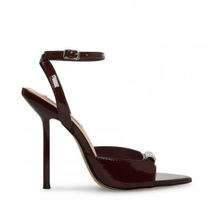 Women Steve Madden Prize Strappyed Heels Burgundy | 7904156-XJ