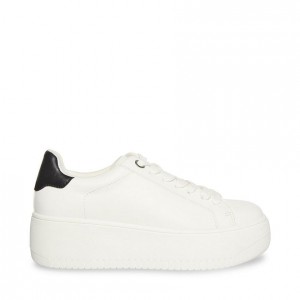 Women Steve Madden Rockaway Platforms White Black | 8497051-WK