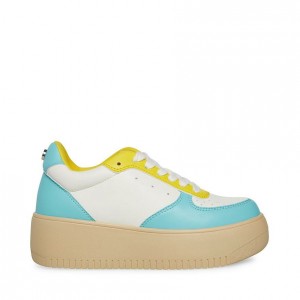 Women Steve Madden Rocket Platforms Blue Yellow | 3946128-UD