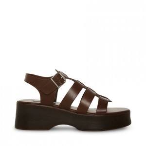 Women Steve Madden Sarai Strappy Platforms Brown | 6197285-NP