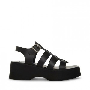 Women Steve Madden Sarai Strappy Platforms Black | 5012694-LK