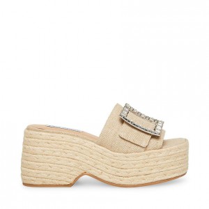 Women Steve Madden Solana Espadrille Platforms Beige | 0396842-SF