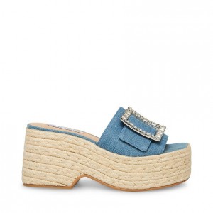 Women Steve Madden Solana Espadrille Platforms Blue | 9134760-CB