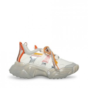 Women Steve Madden Sprint Platforms White Multicolor | 9063128-SG