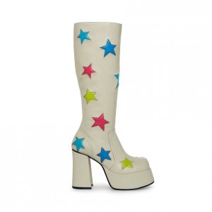 Women Steve Madden Stardust Platforms White Multicolor | 4231059-WO