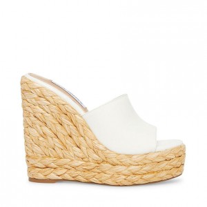 Women Steve Madden Tabitha Wedge Mule Platforms White | 3496870-SH