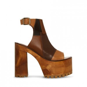Women Steve Madden Tamari Block Platforms Brown Multicolor | 5681430-HG