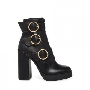 Women Steve Madden Tame Block Platforms Black | 9345067-PM