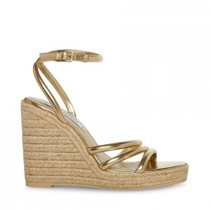 Women Steve Madden Taylor Espadrille Wedge Platforms Gold | 3482156-UG