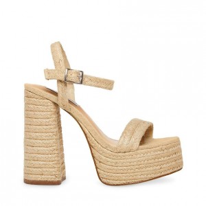 Women Steve Madden Tille Platforms Beige | 8076953-UY