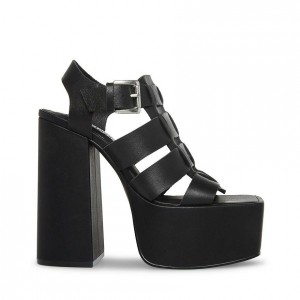Women Steve Madden Tranquil Fisherman Platforms Black | 3407128-TE