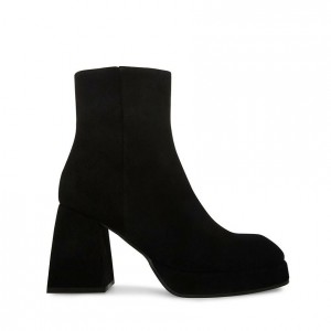 Women Steve Madden Treasure Square Toe Block Platforms Black | 4193657-NS