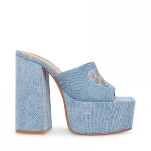 Women Steve Madden Tricks Super Block Platforms Blue Multicolor | 2039465-ZQ