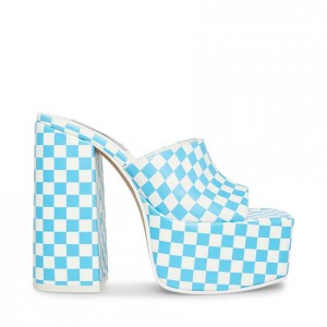 Women Steve Madden Trixie Super Block Platforms Blue White | 6802195-OL