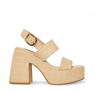 Women Steve Madden Valory Platforms Beige | 9267015-IN