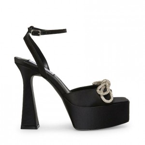 Women Steve Madden Vice Square Toe Platforms Black | 4605827-YX