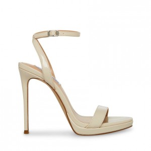 Women Steve Madden Wafer Strappy Platforms Beige | 8093412-OF