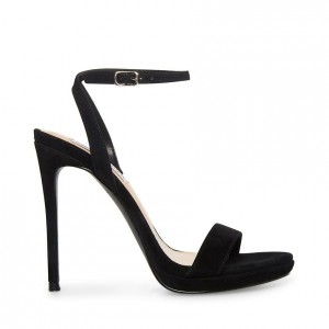 Women Steve Madden Wafer Strappy Platforms Black | 5096174-FE