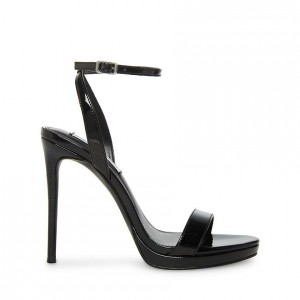 Women Steve Madden Wafer Strappy Platforms Black | 7208435-BW